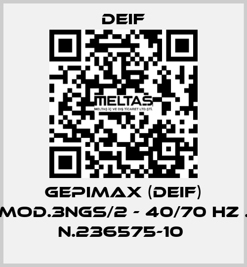 GEPIMAX (DEIF) MOD.3NGS/2 - 40/70 HZ . N.236575-10  Deif