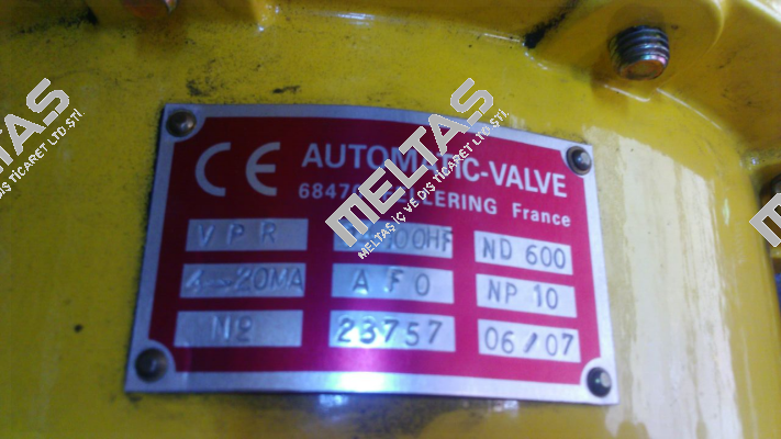 Control valve VPR 34100 HF - DN600 PN10  Automatic Valve