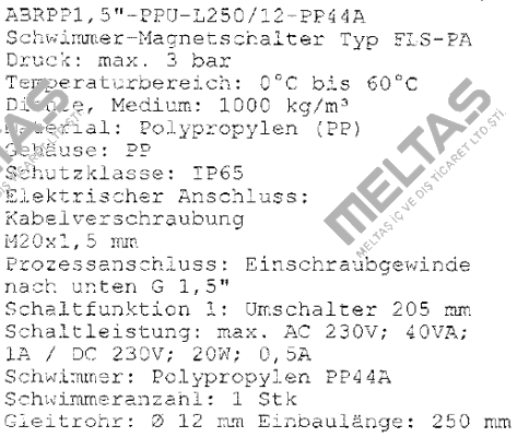 ABRPP1, 5"-PPU-L250/12-PP44A  Kübler