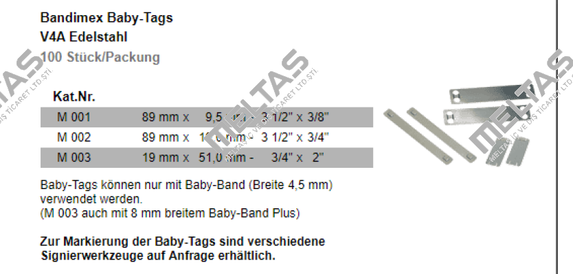 Bandimex Baby-Tags (V4A, 89 x 19mm)  Bandimex