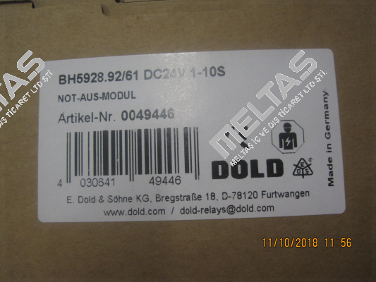 Art. No. 0053813, Type:BH5928.92/61 DC24V 1-10S  Dold