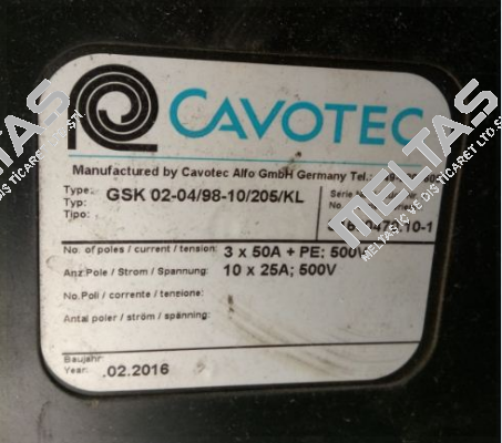 GSK 02-04/98-10/205/KL Cavotec