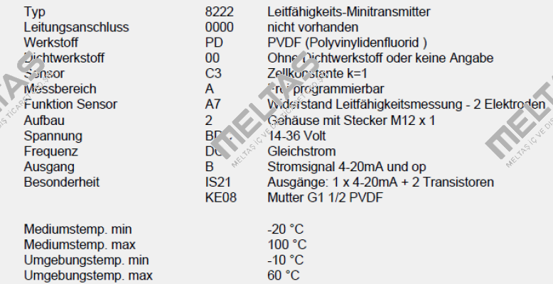 P/N: 00559612, Type: 8222-0000-PD00-C3-A-A7-2-BDC/DC-B * IS21+KE08 Burkert