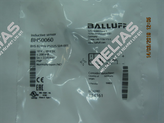 P/N: BHS0060 Type: BHS B249V-PSD25-S04-003 Balluff