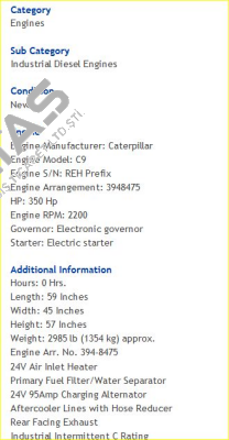 C9 – 350HP  Caterpillar