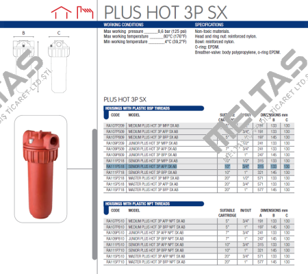 SENIOR PLUS HOT 3P AFP SX10 (RA111P518) Atlas Filtri