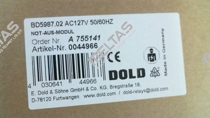 p/n: 0044966, Type: BD5987.02 AC127V 50/60HZ Dold